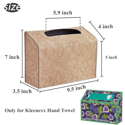 Leather Cover for Disposable Paper Hand Towel Box, Compatible with Kleenex Paper Hand Towel(1-Carved Beige) - color: 1-carved Beige