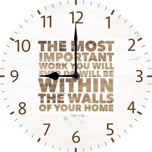 Boylee Farmhouse Wooden Wall Clock - 10 Inch Within The Walls Of Your Home Battery Operated Silent Non Ticking Vintage Rustic Distressed Wood Clock Home Decor for Kitchen, Living Room, Bedroom, Office - color: Qc10