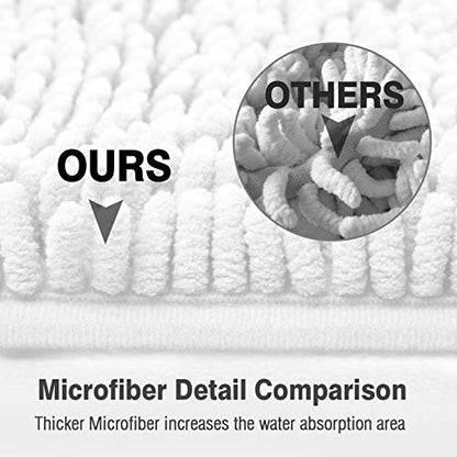 Standard 24"x21" U-Shaped Non-Slip Shaggy Chenille Toilet Contour Bathroom Rug with Water Absorbent, White - color: White, size: 24" x 21" (U-Shaped)