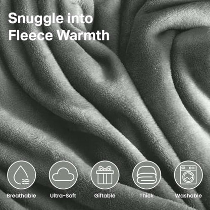 MOONLIGHT20015 Fleece Throw Blanket Super Soft Cozy for Couch, Sofa and Camping Lightweight 400 GSM Luxury Fluffy Microfiber Bed Blankets 50 x 60 Inches (Throw/Travel, Silver) - color: Silver, size: Throw