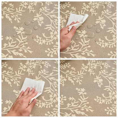 Pioggia Vinyl Tablecloth with Flannel Backing - Waterproof, Oil-Proof, Easy to Clean -Plastic Table Cloth - Perfect for Dining Tables, Kitchen Tables, Parties (Coffee Leaves, 54×54 Inch Square) - color: Coffee Leaves, size: 54" x 54" (Square)