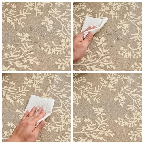 Pioggia Vinyl Tablecloth with Flannel Backing - Waterproof, Oil-Proof, Easy to Clean -Plastic Table Cloth - Perfect for Dining Tables, Kitchen Tables, Parties (Coffee Leaves, 60×102 Inch Rectangular) - color: Coffee Leaves, size: 102" x 60" (Rectangular)