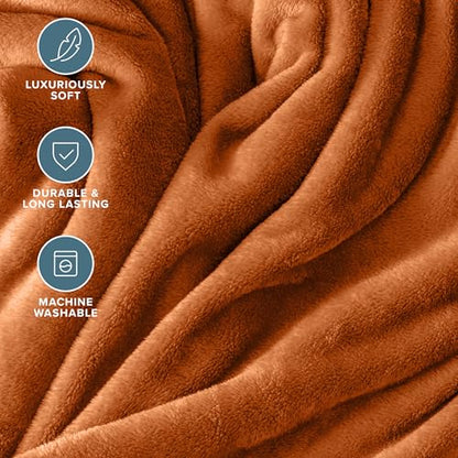 Bare Home Fleece Blanket Luxury Microplush (Full/Queen, Sienna) | Ultra-Soft Lightweight Blanket for Bed, Sofa, and Couch, Cozy & Warm Blanket - color: 22 - Sienna, size: Full/Queen