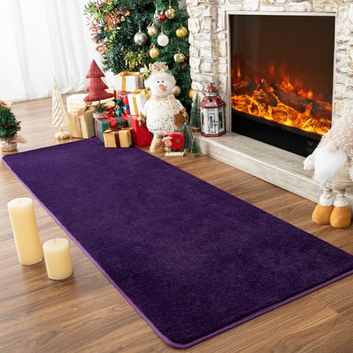 Przemy 2x6 Soft Runner Rug for Bedroom Living Room, Dark Purple Washable | Memory Foam Rugs, Modern Indoor Runner Carpet for Hallway Entryway Bedside Kids Girls Room Dorm Nursery Decor Mat - color: Dark Purple, size: 2' x 6' (Runner)