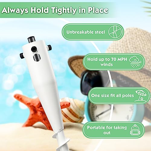 Beach Umbrella Sand Anchor,Heavy Duty Metal No Dig Beach Sand Ground Umbrella Anchor Stake,Windproof Strong Umbrella Screw Holder Stand for Umbrellas,Poles, Christmas Tree Stand Holder - color: White