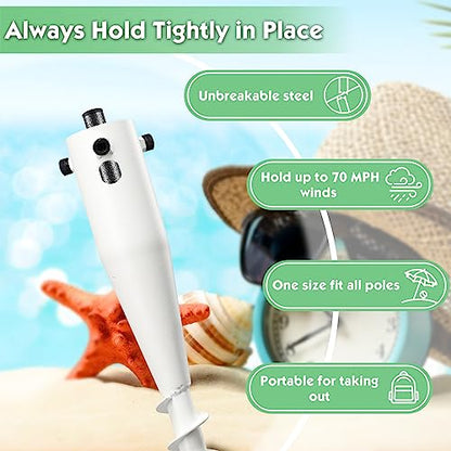 Beach Umbrella Sand Anchor,Heavy Duty Metal No Dig Beach Sand Ground Umbrella Anchor Stake,Windproof Strong Umbrella Screw Holder Stand for Umbrellas,Poles, Christmas Tree Stand Holder - color: White