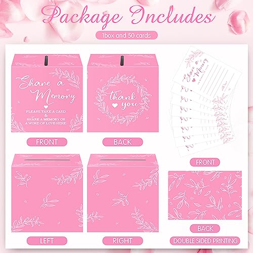 Pajean 50 Share a Memory Cards for Celebration of Life,Pink,Trendy - color: Pink, style: Trendy