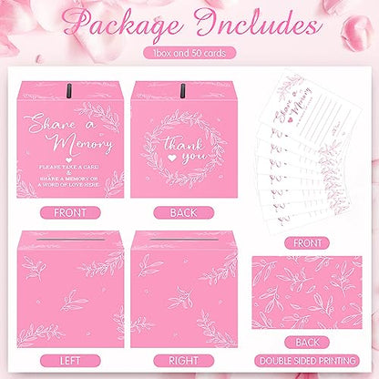 Pajean 50 Share a Memory Cards for Celebration of Life,Pink,Trendy - color: Pink, style: Trendy