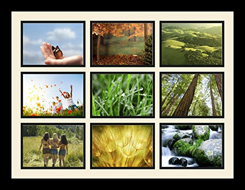 ArtToFrames Collage Photo Frame Single Mat with 9-5x7 Openings with Satin Black Frame and Baby Blue mat. - color: 9 - 5x7 - (2144), size: Baby Blue