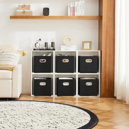 MAX Houser Fabric Storage Cubes Bins with Dual Plastic Handles, Closet Bedroom Drawer Organizer, Black - color: 12 black