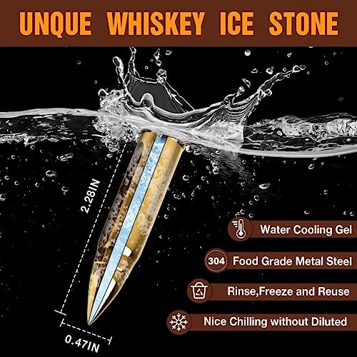 Gifts for Men Dad Father's Day, Birthday Gift from Daughter Son Wife Kids, Whiskey Stones with Wooden Box, Unique Ideas for Him Husband, Cool Bourbon Gadget - color: Gold - Wooden Box