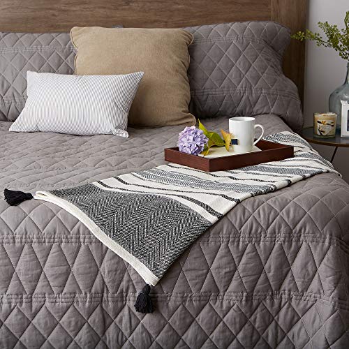 DII New Traditional, 2-Tone Chevron Stripe Throw, 50x60, Black - color: Black
