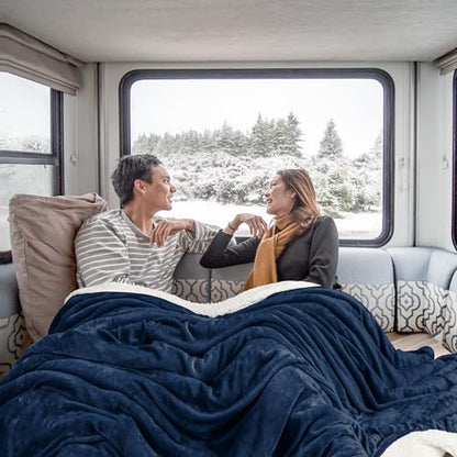 Utopia Bedding Sherpa Blanket Twin Size (Navy, 90x66 Inches) - Soft Lightweight Plush Fleece Reversible Winter Blanket for Bed, Sofa, Couch, Camping and Travel - color: Navy, size: Twin (90x66 Inch)