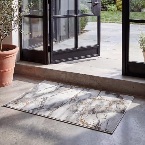SAFAVIEH Craft Collection Accent Rug - 2'3" x 4', Grey & Gold, Modern Abstract Design, Non-Shedding & Easy Care, Ideal for High Traffic Areas in Entryway, Living Room, Bedroom (CFT877F) - color: Grey/Gold, size: 2'3" x 4' (Rectangular)