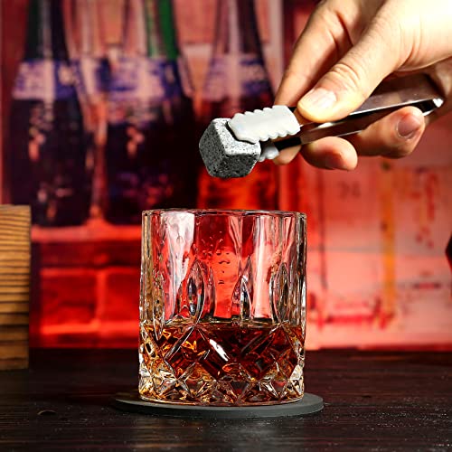 Whiskey Stones Gift for Men, Whiskey Glasses Set of 2 with Premium Wood Box | 8 Granite Chilling Whiskey Rocks, Scotch Bourbon Gifts for Men Him Dad Husband Boss, Ideal for Fathers Day, Birthday, Holiday - style: Straight Glasses+Granite Stones
