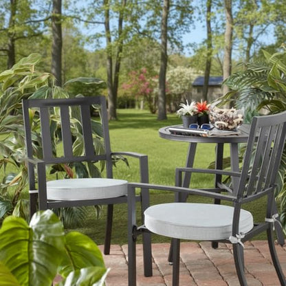 Greendale Home Fashions Set of 2 Outdoor 18 inch Round Patio Dining Chair Pads – Comfortable Fiber-Filled Seat Cushions with Ties, Reversible Polyester Fabric, Heather Gray - color: Heather Gray