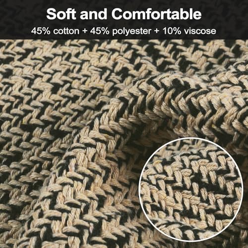 Washable Runner Rug 2x6 Natural Woven Farmhouse Hallway Runner Rug | Reversible Bathroom Runners Rugs, Cotton Low Profile Entryway Rugs, Farmhouse Bedroom Modern Kitchen Runenrs Carpet - color: Natural/Black, size: 2' x 6' (Rectangular)
