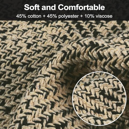 Washable Runner Rug 2x6 Natural Woven Farmhouse Hallway Runner Rug | Reversible Bathroom Runners Rugs, Cotton Low Profile Entryway Rugs, Farmhouse Bedroom Modern Kitchen Runenrs Carpet - color: Natural/Black, size: 2' x 6' (Rectangular)