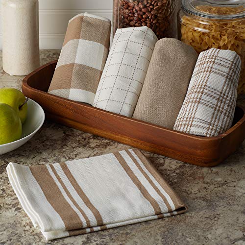 DII Basic Kitchen Large Cotton Dishtowel Set of 5, 18x28, Stone - color: Stone