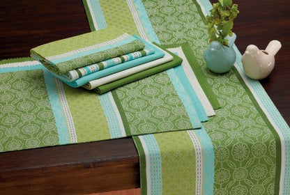 DII Basic Everyday Ribbed Tabletop 100% Cotton, Placemat Set, 13x19, Aqua, 6 Piece - color: Aqua, size: 13x19"