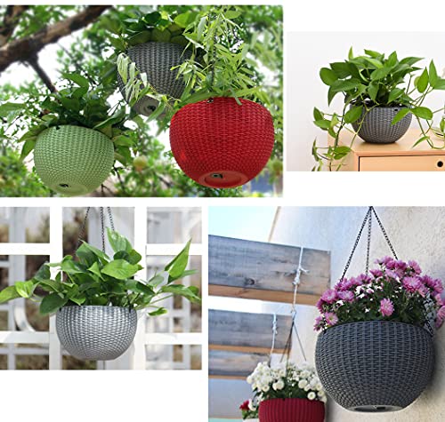 Hanging Basket Plastic Flower Pot Round Resin Garden Hanging Planter for Indoor Outdoor Plants 2 Pack Grey - color: 8 Inch Grey
