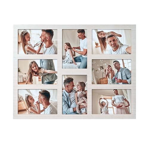 4x6 Collage Picture Frame Family Photos Display - 8 Openings | Collage Picture Frame for Wall for Tabletop Stand White Picture Frames Set for Home Decor Family Gifts - color: 8 Openings - White - 4x6
