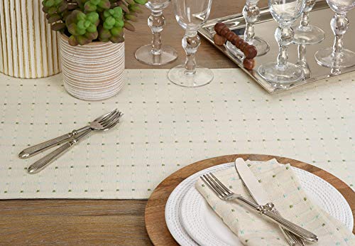 Saro Lifestyle Stitched Line Table Runner, White, 16" x 120" - color: White, size: 16" x 120"