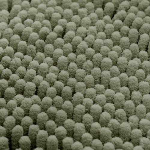 HOMEIDEAS 3 Pieces Bathroom Rugs, Ultra Soft Non Slip Absorbent Chenille Toilet Bath Mat Set (Sage Green) - color: Green-sage Green, size: 17"x24"+20"x32"+U Shape 20"x24"