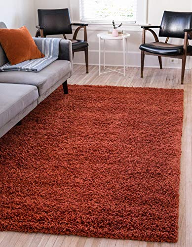 Unique Loom Solid Shag Collection Area Rug (2' x 3' 1" Rectangle, Terracotta) - color: Terracotta, size: 2' x 3'1" (Rectangular)