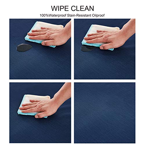 NLMUVW Square Vinyl Tablecloth 52 Inch, 100% Waterproof Oil Proof Spill Proof PVC Table Cloth Wipe Clean Table Cover for Kitchen Dining Picnic, Navy - color: Navy, size: 52" x 52" (Square)