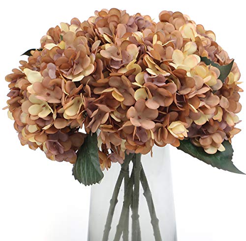 Kimura's Cabin 6Pcs Hydrangea Artificial Flowers Fall Flower,Autumn Yellow | Faux Hydrangeas with Stems,Vintage Fake Flowers,Wedding Bouquets Arrangement ,Autumn Farmhouse Home Table Center Decoration - color: Autumn Yellow