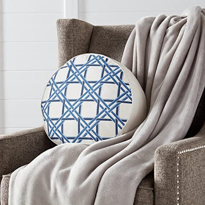 Greendale Home Fashions Blue Cane 15-inch Round Cotton Canvas Throw Pillow - color: Blue Cane