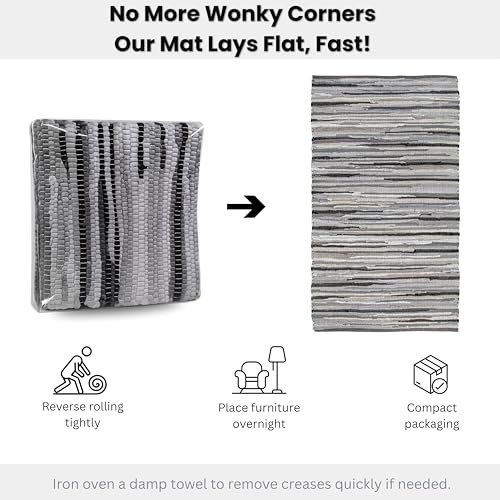Ramanta Home Hand Woven Cotton Chindi Rag Rug 3'x5' - Charcoal | Recycled Rugs, Boho Farmhouse Rugs for Living Room, Dinning Room, Kitchen, Entryway, Bedroom Rug - 36"x60" - color: Charcoal, size: 3 x 5 feet