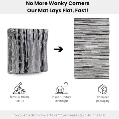 Ramanta Home Hand Woven Cotton Chindi Rag Rug 3'x5' - Charcoal | Recycled Rugs, Boho Farmhouse Rugs for Living Room, Dinning Room, Kitchen, Entryway, Bedroom Rug - 36"x60" - color: Charcoal, size: 3 x 5 feet