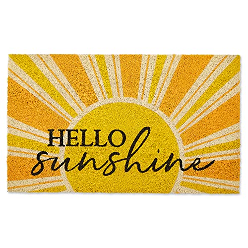 DII Natural Coir Doormat, Decorative Hello Mat, 17x29, Yellow Hello Sunshine - color: Yellow Hello Sunshine