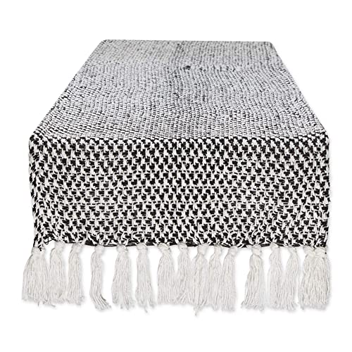DII Woven Basics Collection 100% Cotton Knit Table Runner, 15x108, Black - color: Black, size: 15x108"