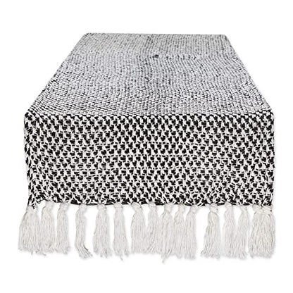 DII Woven Basics Collection 100% Cotton Knit Table Runner, 15x108, Black - color: Black, size: 15x108"