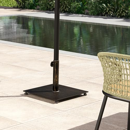 Outsunny Flat Patio Umbrella Base 29 lbs for 1.5"/1.9" Poles Bronze | Square Metal Patio Umbrella Stand Base Holder, Adjustable Foot Pads, Heavy Duty, Outdoor Lawn Poolside - color: Bronze