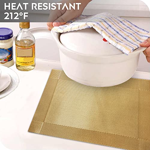 Trophable Placemats Set of 6 Table Placemats Heat Resistant Woven Placemats | Washable PVC Place Mats Woven Vinyl Placemats Non-Slip Stain Resistant Kitchen Table Placemats Easy to Clean