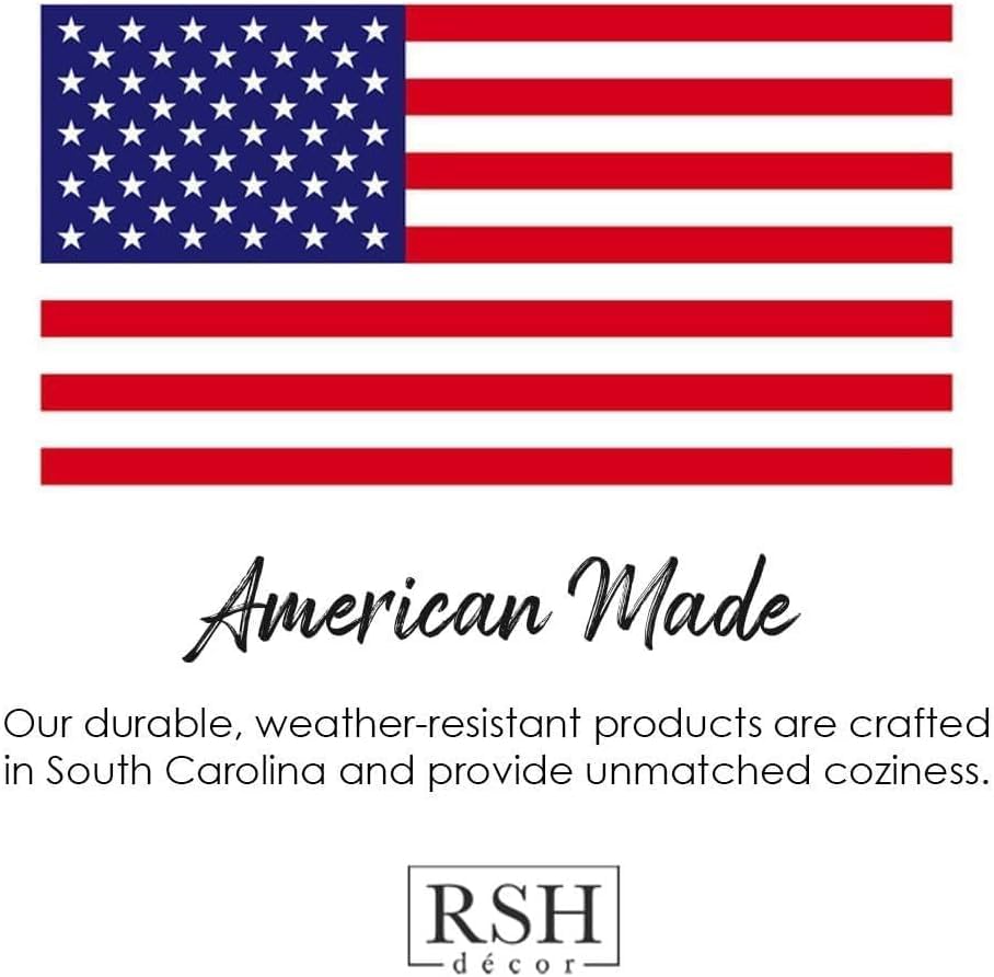 RSH DECOR 3 Piece Wicker Cushion Set Made with Sunbrella® Canvas Navy Fabric (44" x 22" Loveseat Cushion and 22" x 22" U Shape Chair Cushions) - Made in USA