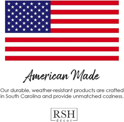 RSH DECOR 3 Piece Wicker Cushion Set Made with Sunbrella® Canvas Navy Fabric (44" x 22" Loveseat Cushion and 22" x 22" U Shape Chair Cushions) - Made in USA