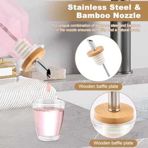 Glass Mouthwash Dispenser with Serving Tray and Funnel Set - Reusable Bottle for Mouthwash, Oil, Soap, or Vinegar with No-Drip Spout & Easy-Pour Design(Clear)