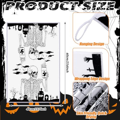 12 Pcs Halloween Kitchen Towels and Oven Mitt Sets 4 Skeleton Oven Mitts 4 Ghost Dish Towels and 4 Witch's Pot Holders Cooking Accessories for Holiday Kitchen Decoration - style: Skeleton