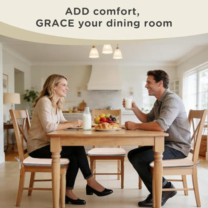 AddGrace Memory Foam Chair Cushions for Dining Chairs Set of 4 Light Pink | 17.5"x17.5"x1.5", with Ties and Non Slip Bottom, Washable Cover, Soft and Skin-friendly Fabric, for Kitchen Dining Room - color: Light Pink