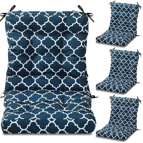 Hoteam 4 Set Outdoor Patio Chair Cushions 20 x 42 in Deep Seat Waterproof Patio Cushions Set for Furniture Replacement Removable Seat and Back (Lantern) - style: Lantern