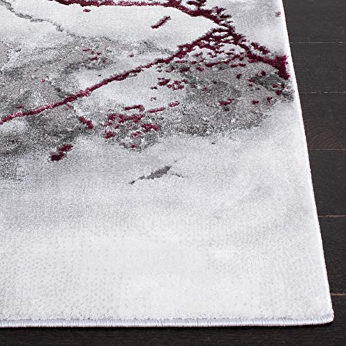 SAFAVIEH Craft Collection Runner Rug - 2'3" x 6', Grey & Wine, Modern Abstract Design, Non-Shedding & Easy Care, Ideal for High Traffic Areas in Living Room, Bedroom (CFT877S) - color: Grey/Wine, size: 2'3" x 6' (Runner)