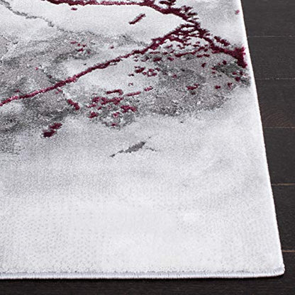 SAFAVIEH Craft Collection Runner Rug - 2'3" x 6', Grey & Wine, Modern Abstract Design, Non-Shedding & Easy Care, Ideal for High Traffic Areas in Living Room, Bedroom (CFT877S) - color: Grey/Wine, size: 2'3" x 6' (Runner)