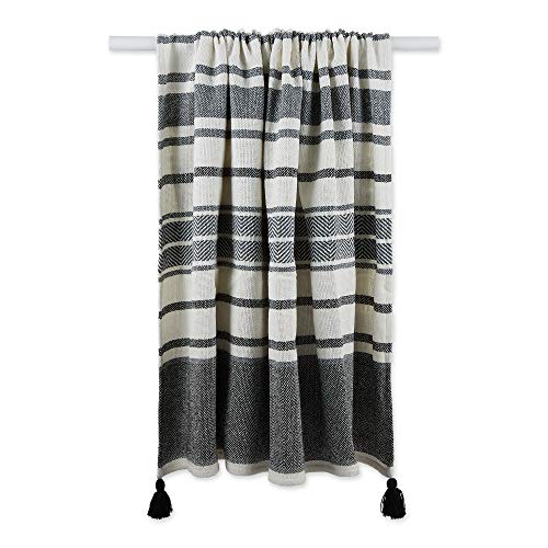 DII New Traditional, 2-Tone Chevron Stripe Throw, 50x60, Black - color: Black
