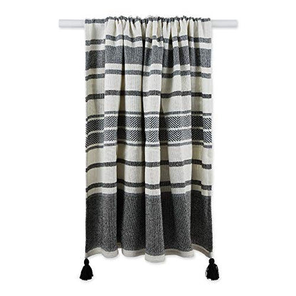 DII New Traditional, 2-Tone Chevron Stripe Throw, 50x60, Black - color: Black
