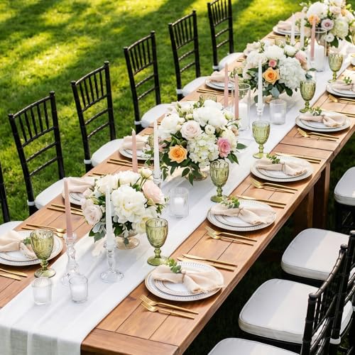 Sawysine 24 Pcs Beige Cloth Napkins with Rings Set 17" x 17" Boho Washable Cotton Dinner Napkins Wedding Eucalyptus Leaf Napkin Rings for Bridal Shower Birthday Party Anniversary Decoration